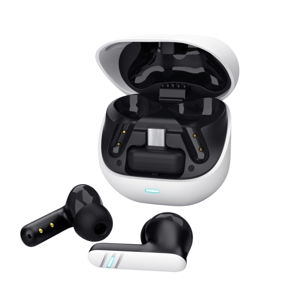 Trust GXT 409 Oxxie Auriculares TWS - Bluetooth - Indicadores LED - Receptor USB-C - ABS Reciclado - Multiplataforma - Cancelacion de Ruido ENC - 29x56x60mm - Color Blanco y Negro