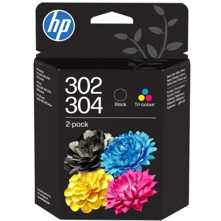 HP 302/304 Negro + Color Pack de 2 Cartuchos de Tinta Originales - B82L1AE/X4D37AE/3JB05AE