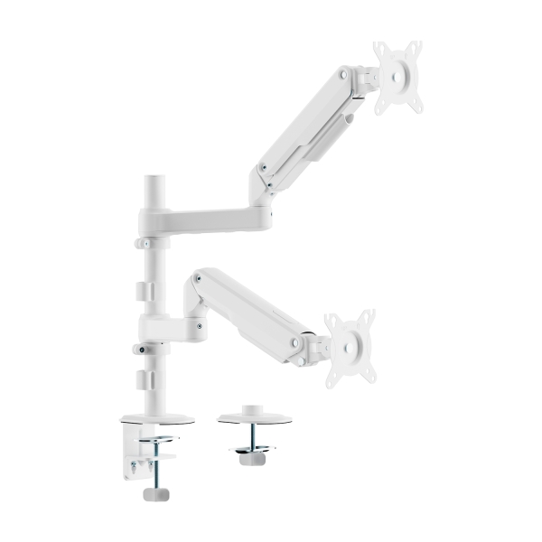 Aisens Eco Soporte de Mesa con 2 Brazos Articulados para Monitores de 17"-32" - Soporta hasta 9kg - Gestion de Cables - VESA 100x100mm - Contrapeso Giratorio e Inclinable - Color Blanco