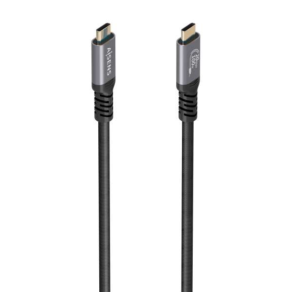 Aisens Cable USB-C Macho - Soporta hasta 100W - Longitud 3m - Velocidad de Transferencia hasta 20Gbps - Resolucion 8K - Aluminio - Color Negro
