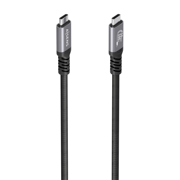 Aisens Cable USB-C Macho - Soporta hasta 100W - Longitud 4m - Velocidad de Transferencia hasta 10Gbps - Resolucion 8K - Aluminio - Color Negro