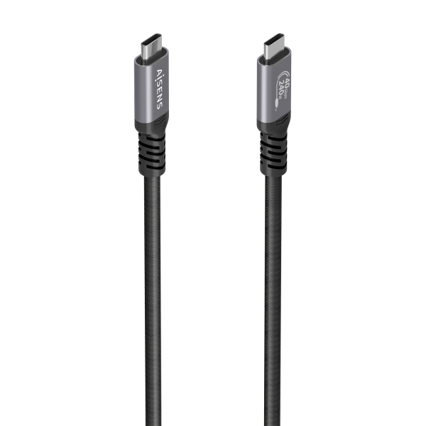 Aisens Cable USB-C Macho - Soporta hasta 240W - Longitud 1m - Velocidad de Transferencia hasta 40Gbps - Resolucion 8K - Aluminio - Color Negro