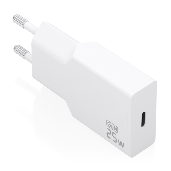 Aisens Cargador de Pared - 25W - GaN - 1xUSB-C - Power Delivery 3.0 - Ultra Delgado - Multiples Protecciones de Seguridad - Color Blanco