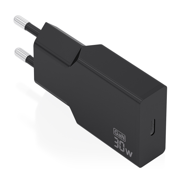 Aisens Cargador de Pared - 30W - GaN - 1xUSB-C - Power Delivery 3.0 - Ultra Delgado - Multiples Protecciones de Seguridad - Color Negro