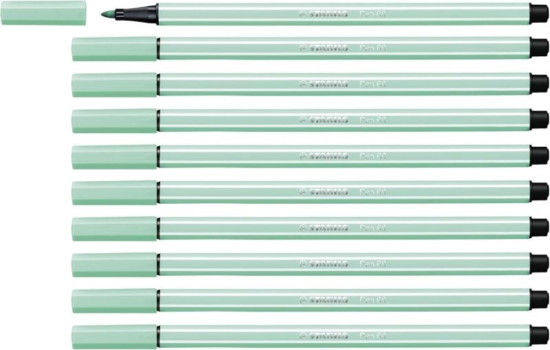 Stabilo Pen 68 Rotulador de Punta de Fibra - Trazo de 1mm aprox. - Tinta con Base de Agua - Color Verde Hielo
