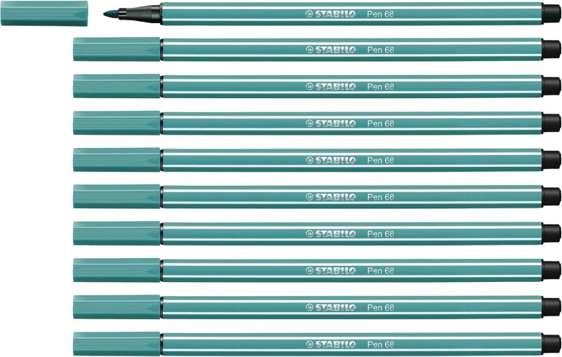 Stabilo Pen 68 Rotulador de Punta de Fibra - Trazo de 1mm aprox. - Tinta con Base de Agua - Color Turquesa