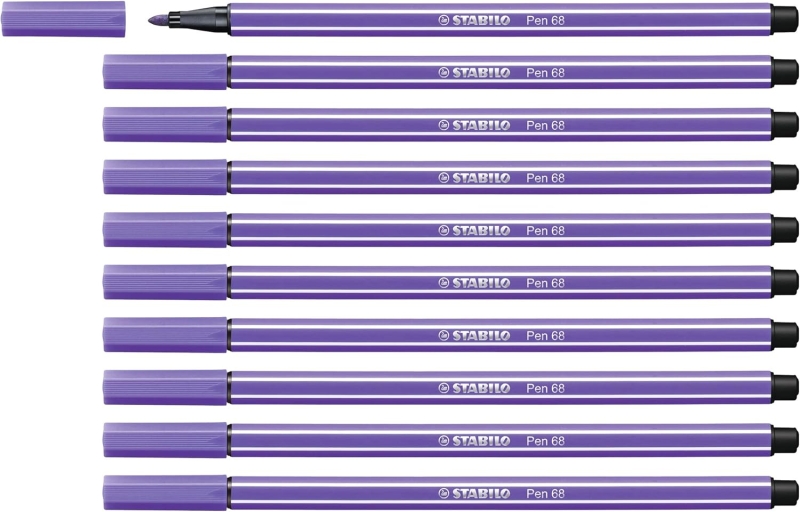 Stabilo Pen 68 Rotulador de Punta de Fibra - Trazo de 1mm aprox. - Tinta con Base de Agua - Color Violeta