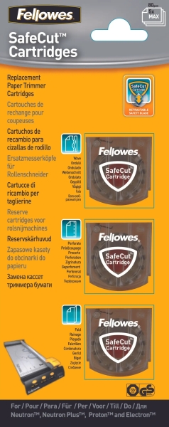 Fellowes Pack de 3 Cuchillas de Repuesto para Cizalla - Corte Microperforado - Corte Plegado - Corte Ondulado - Cuchilla Encapsulada Retractil - Transparente