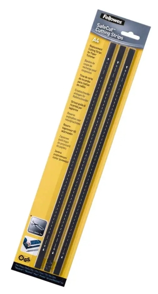 Fellowes Pack de 3 Bandas de Repuesto para Cizalla - Formato A4 - Reversibles - Cortables a Medida - Color Negro