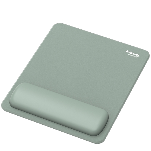 Fellowes Breyta Alfombrilla con Reposamuñecas - Revestimiento Antipolvo - Proteccion Antimicrobiana - Tacto Suave - Fabricado con Material Reciclado - 24x20x1.75cm - Color Verde Salvia