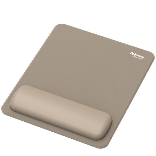 Fellowes Breyta Alfombrilla con Reposamuñecas - Revestimiento Antipolvo - Proteccion Antimicrobiana - Tacto Suave - Fabricado con Material Reciclado - 24x20x1.75cm - Color Beige Arena