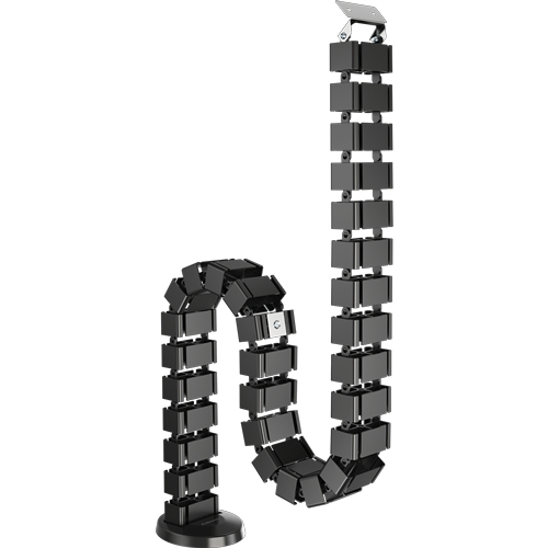 Fellowes Organizador de Cables - Columna Flexible - Altura hasta 130cm - Vertebras Desmontables - 4 Compartimentos Separados - Base Pesada - Iman Integrado - 10.7x12.9x128.8cm - Color Negro