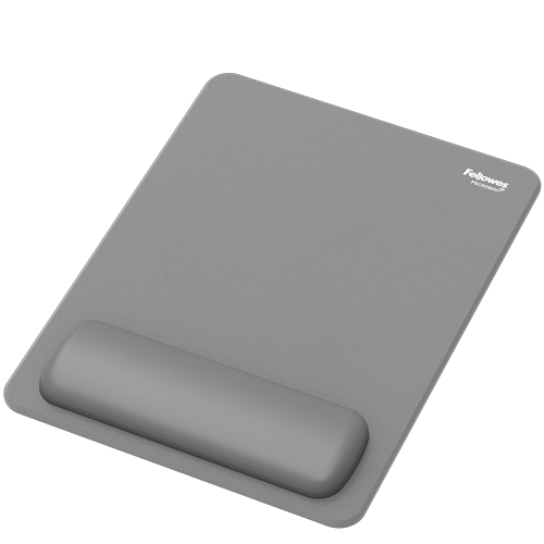 Fellowes Breyta Alfombrilla con Reposamuñecas XL - Revestimiento Antipolvo - Proteccion Antimicrobiana - Tacto Suave - Fabricado con Material Reciclado - 28x21x1.75cm - Color Gris