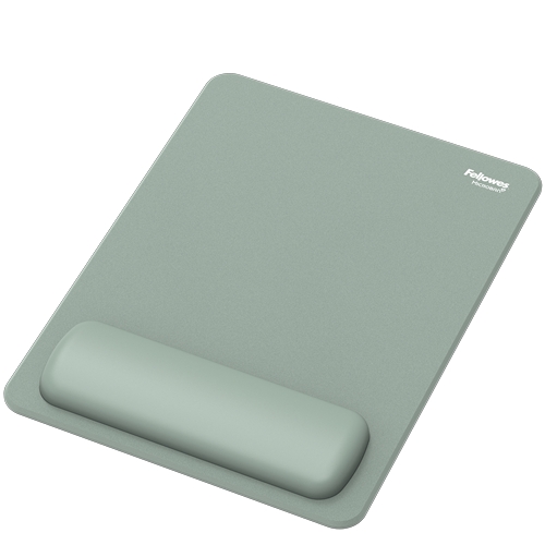 Fellowes Breyta Alfombrilla con Reposamuñecas XL - Revestimiento Antipolvo - Proteccion Antimicrobiana - Tacto Suave - Fabricado con Material Reciclado - 28x21x1.75cm - Color Verde Salvia