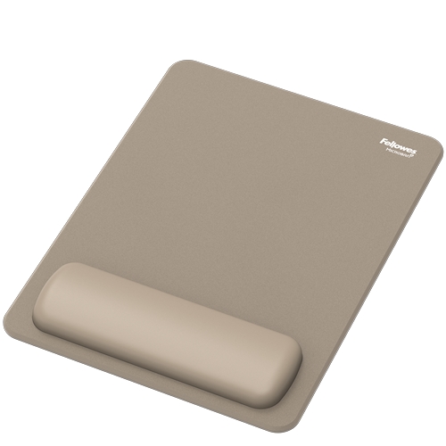 Fellowes Breyta Alfombrilla con Reposamuñecas XL - Revestimiento Antipolvo - Proteccion Antimicrobiana - Tacto Suave - Fabricado con Material Reciclado - 28x21x1.75cm - Color Beige Arena