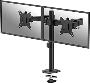 Fellowes Everyday Soporte de Mesa con Brazos Articulados para 2 Monitores hasta 32" y 9kg - Fijacion con Abrazadera o Tornillos - Gestor de Cables - 56.1x86.9x11.2cm - Color Negro