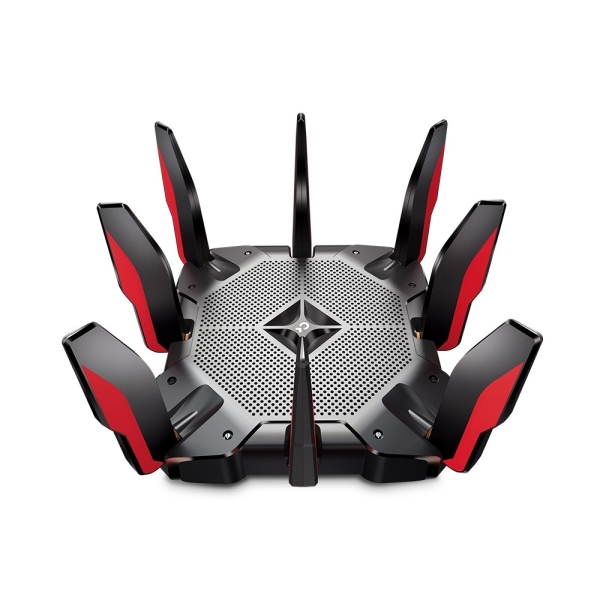 TP-Link Archer AX11000 Router Tribanda - Velocidad hasta 11Gbps - WiFi 6 - 2.5Gbps WAN - 8x 1Gbps LAN - USB - Antenas Externas - Administracion Basada en Web - Color Negro y Rojo