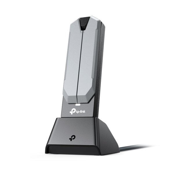 TP-Link Archer TBE400UH Adaptador USB a WiFi 7 con Base - Tribanda - Velocidad 6.5Gbps - Tecnologia MLO - Cable 1.2m - Seguridad Avanzada - Color Gris