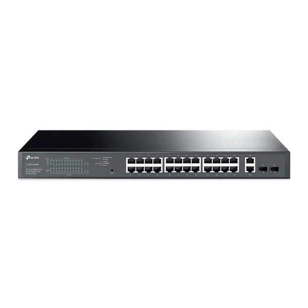 TP-Link TL-SG1428PE Switch 28 Puertos - Gestionado - 24xRJ45 PoE+ 1Gbps - 2xRJ45 1Gbps - 2xSFP 1Gbps - Soporta QOS - Recuperacion Automatica - 2 Ventiladores Internos - Color Negro
