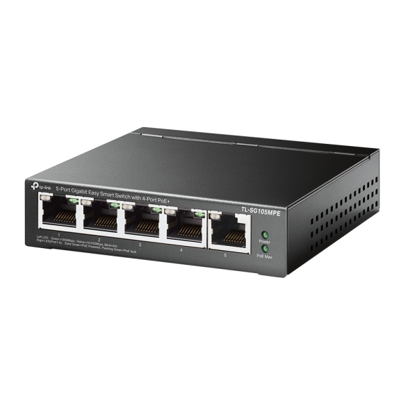 TP-Link TL-SG105MPE Switch 5 Puertos RJ45 1Gbps - Negociacion Automatica - Conmutacion hasta 10Gbps - Soporta QOS - Autorecuperacion - Plug and Play - Color Negro