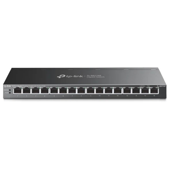TP-Link TL-SG116P Switch 16 Puertos - No Administrado - RJ45 PoE 1Gbps - Conmutacion hasta 32Gbps - Recuperacion Automatica - Color Negro