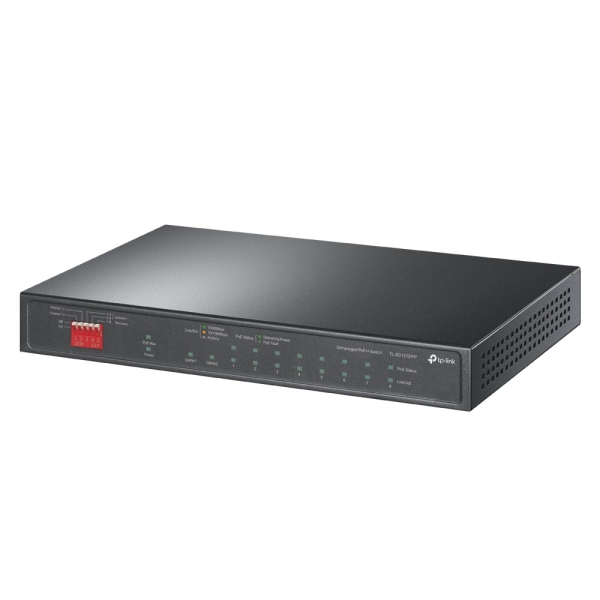 TP-Link TL-SG1210PP Switch 10 Puertos - No Administrado - 8xRJ45 PoE+ 1Gbps - 2xRJ45 1Gbps - Conmutacion hasta 20Gbps - Soporta QOS - Plug and Play - Color Negro
