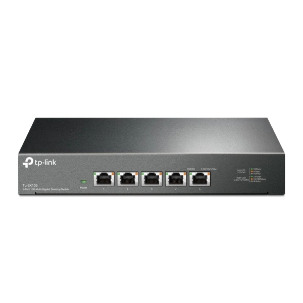 TP-Link TL-SX105 Switch 5 Puertos RJ45 10Gbps - Negociacion Automatica - Conmutacion hasta 100Gbps - Soporta QOS - Plug and Play - Color Negro