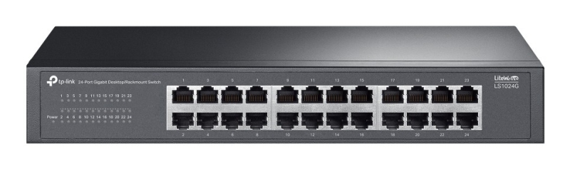 TP-Link LS1024G Switch 24 Puertos RJ45 1Gbps - No Administrado - Plug and Play - Soporta QOS - Silencioso - Conmutacion hasta 48Gbps - Carcasa Metalica - Color Negro