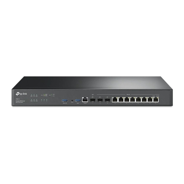 TP-Link Omada ER8411 Router Gigabit - 8x RJ45 - 3xSFP - 2xUSB-A - VPN - Balanceo de Carga - Carcasa de Acero - RAM de 4GB - Sistema NAT - Gestion Centralizada en la Nube - Color Negro