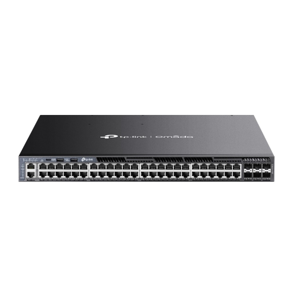 TP-Link Omada SG6654XHP Switch 54 Puertos - 4 Ventiladores - 48xRJ45 PoE+ 1Gbps - 6xSFP+ 10Gbps - Soporta QOS - Doble Fuente de Alimentacion - Conmutacion hasta 216Gbps - Color Negro