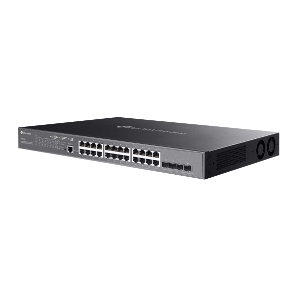 TP-Link Omada SG3428XMP Switch 28 Puertos - Gestionado - 24xRJ45 PoE+ 1Gbps - 4xSFP 10Gbps - Soporta QOS - Conmutacion hasta 128Gbps - 2 Ventiladores - Carcasa Metalica - Color Negro