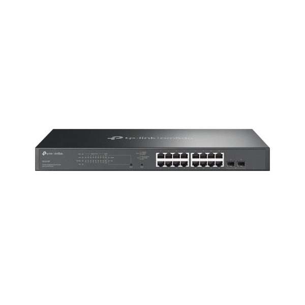 TP-Link Omada SG2218P Switch 18 Puertos - Control de Trafico - 16xRJ45 PoE+ 1Gbps - 2xSFP 1Gbps - Conmutacion 36Gbps - Soporta QOS - Seguridad Avanzada - Carcasa Metalica - Color Negro