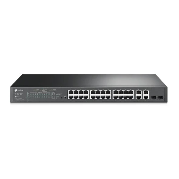 TP-Link Omada SL2428P Switch 30 Puertos - Gestionado - 24xRJ45 100Mbps - 4xRJ45 1Gbps - 2xRJ45/SFP 1Gbps - Soporta QOS - Montaje en Rack 1U - Color Negro