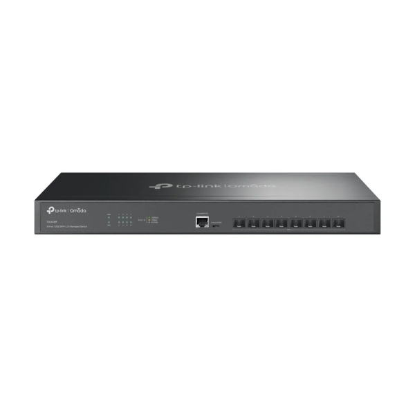 TP-Link Omada SX3008F Switch 8 Puertos SFP+ - Gestionado - Soporta QOS - Conmutacion hasta 160Gbps - Carcasa Metalica - Color Negro