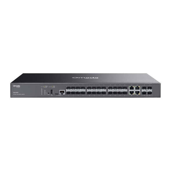 TP-Link Omada SG5428XF Switch 28 Puertos - Gestionable - 20xSFP - 4xRJ45/SFP Combo - 4xSFP+ 10Gbps - Conmutacion hasta 128Gbps - Color Negro