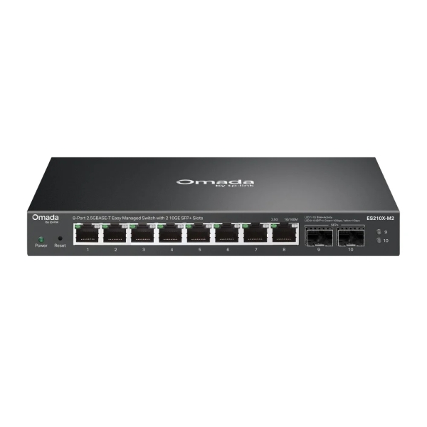 TP-Link Omada ES210X-M2 Switch 8 Puertos RJ45 2.5Gbps - Gestionado - Fuente de Alimentacion Incluida - Conmutacion hasta 80Gbps - Color Negro