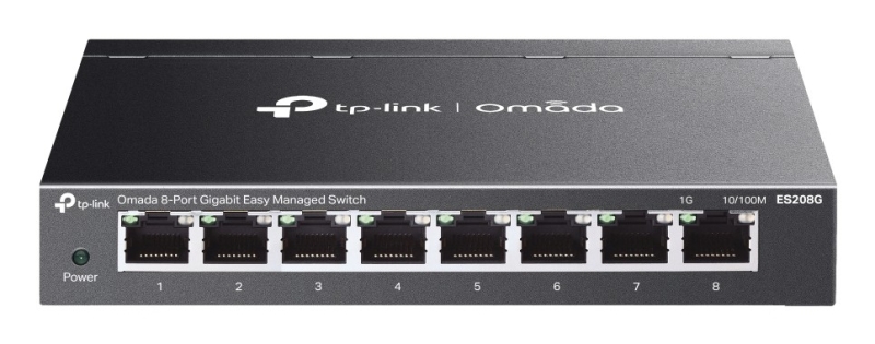 TP-Link Omada ES208G Switch 8 Puertos RJ45 1Gbps - Gestionado - Conmutacion hasta 16Gbps - Plug and Play - Soporta QOS - Color Negro
