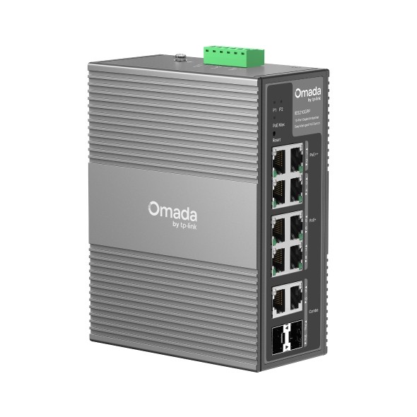 TP-Link Omada IES210GPP Switch 10 Puertos - Gestionado - 2xRJ45 PoE++ 1Gbps - 8xRJ45 PoE+ 1Gbps - 2xRJ45/SFP Combo - Soporta QOS - Conmutacion hasta 20Gbps - Color Gris Oscuro