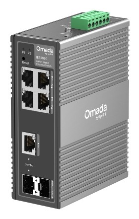 TP-Link Omada IES206G Switch 6 Puertos - Gestionado - 4xRJ45 1Gbps - 1xRJ45/SFP 1Gbps - 1xSFP 1Gbps - Soporta QOS - Conmutacion hasta 12Gbps - Color Gris Oscuro