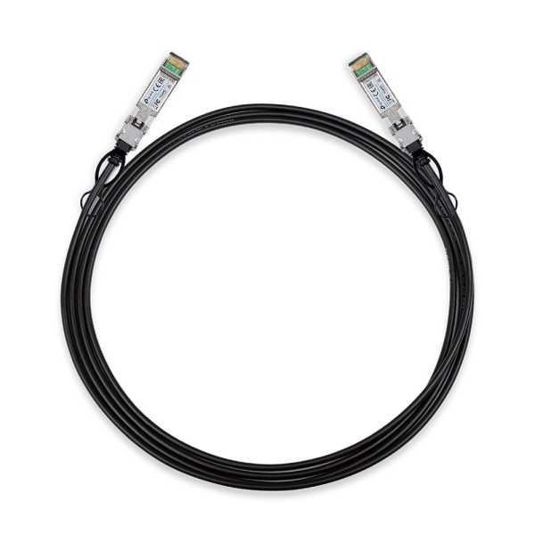 TP-Link Omada SM5220-3M Cable de Conexion Directa de 3m - Velocidad hasta 10Gbps - Conector 10G SFP+ - Cobre Plateado - Color Negro