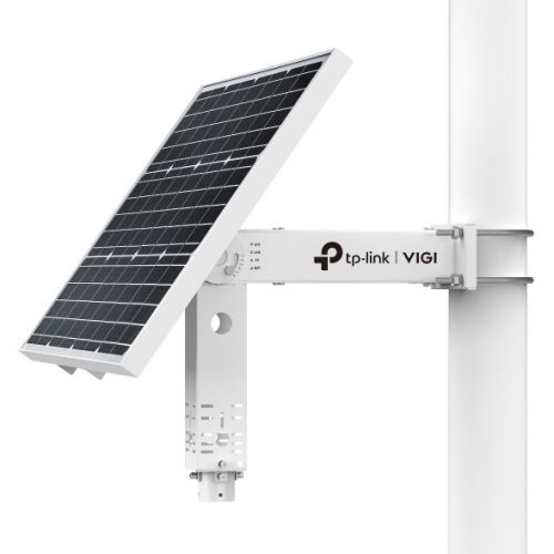 TP-Link Vigi SP6030 Panel Solar con Soporte para Camaras - 60W - Bateria 31.2Ah - IP66 - Ethernet RJ45 - Velocidad hasta 100Mbps - Regulador de Carga MPPT - Color Blanco y Negro