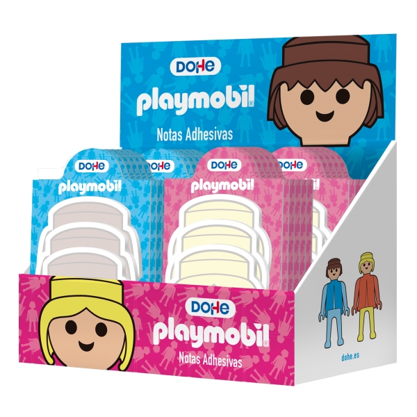 Dohe Playmobil Expositor con 32 Blocs de 25 Notas Adhesivas - Multisuperficie - Colores Surtidos