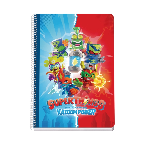 Dohe Superthings Cuaderno de Espiral Metalica - Formato A4 - 100 Hojas Offset de 90g - 5x5mm - Microperforadas - Banda de Color - Tapa Dura Plastificada - 21x31x2cm - Multicolor