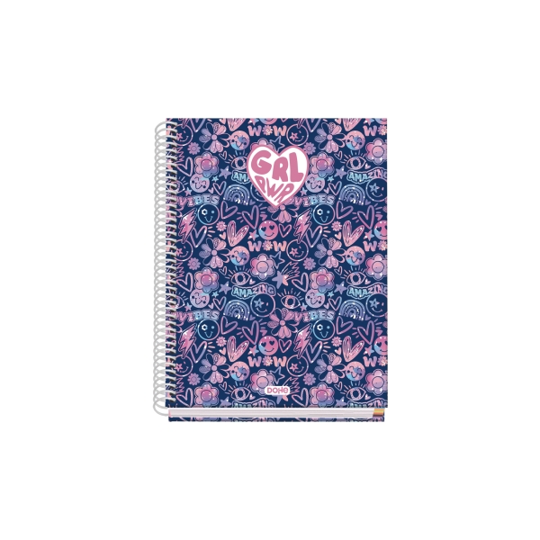 Dohe Girl Power Cuaderno de Espiral Metalica - Formato A5 - 100 Hojas Offset de 90g - 5x5mm - Microperforadas - Banda de Color - Tapa Dura Plastificada - 16x21x2cm - Multicolor