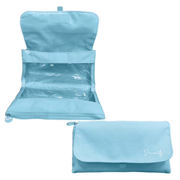 Dohe Serenity Portatodo Doble - Solapa con Bolsillo Interior - Cremallera - Ventanas Transparentes - Poliester - 22x11x6cm - Color Azul