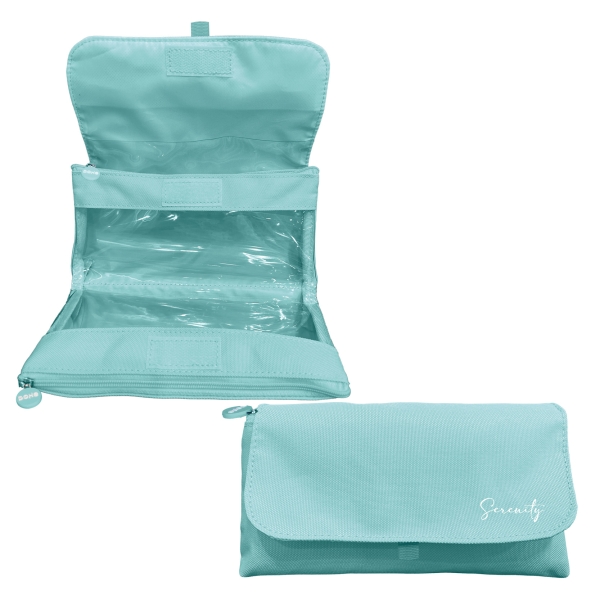 Dohe Serenity Portatodo Doble - Solapa con Bolsillo Interior - Cremallera - Ventanas Transparentes - Poliester - 22x11x6cm - Color Verde