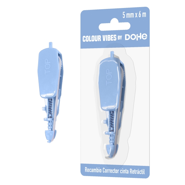 Dohe Colour Vibes Recambio de Cinta Correctora - 5mm x 6m - Retractil - Color Azul
