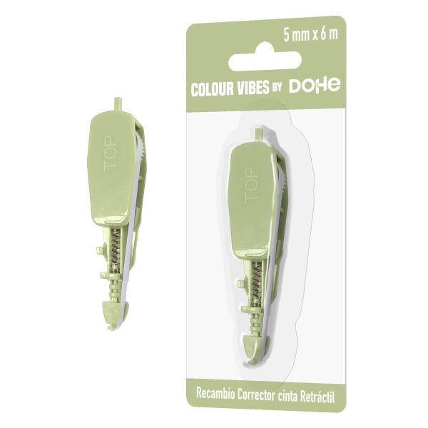 Dohe Colour Vibes Recambio de Cinta Correctora - 5mm x 6m - Retractil - Color Verde