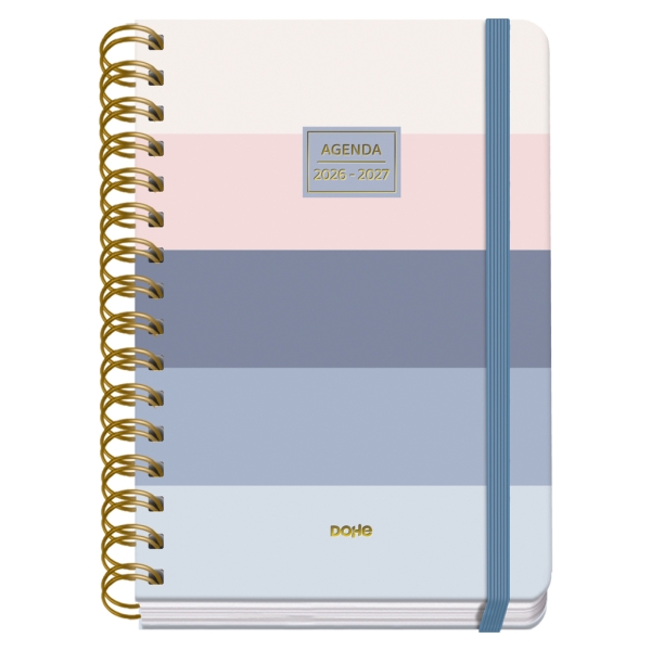 Dohe Premium Donna Agenda Escolar 26/27 - Formato A5 - Semana Vista - Papel Offset Ahuesado 80g - Cubierta de Carton Plastificado - Espiral Metalica Doble - Goma - 15x21x2cm - Multicolor