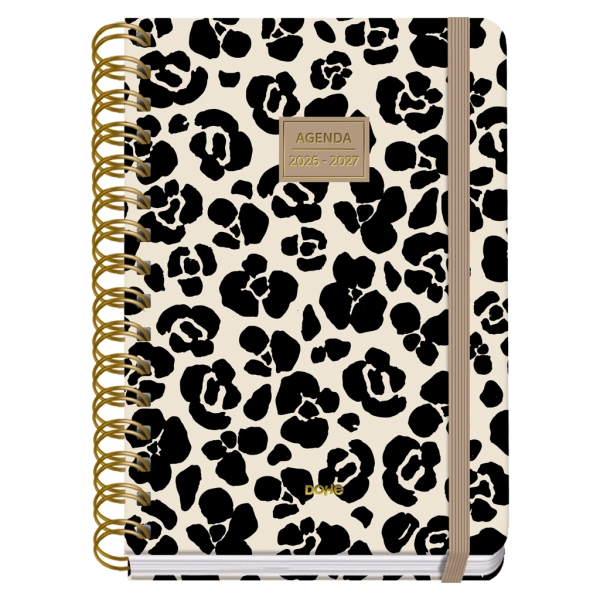 Dohe Premium Wild Agenda Escolar 26/27 - Formato A5 - Semana Vista - Papel Offset Ahuesado 80g - Cubierta de Carton Plastificado - Espiral Metalica Doble - Goma - 15x21x2cm - Multicolor